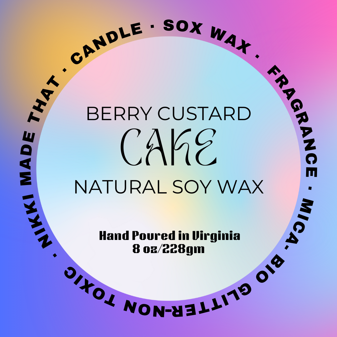 Berry Custard Cake -Custom Hand-Poured 8oz Soy Wax Candle