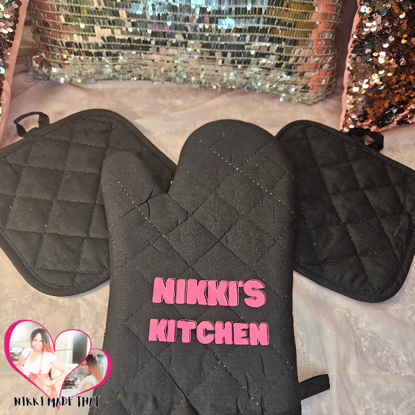Customized Kitchen Mitten with 2 Holders by NIKKI Made That